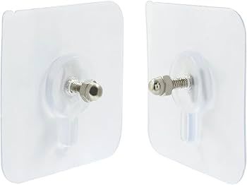 Zwei transparente Klebehaken mit Gewindebolzen für Bad und Kajüte.